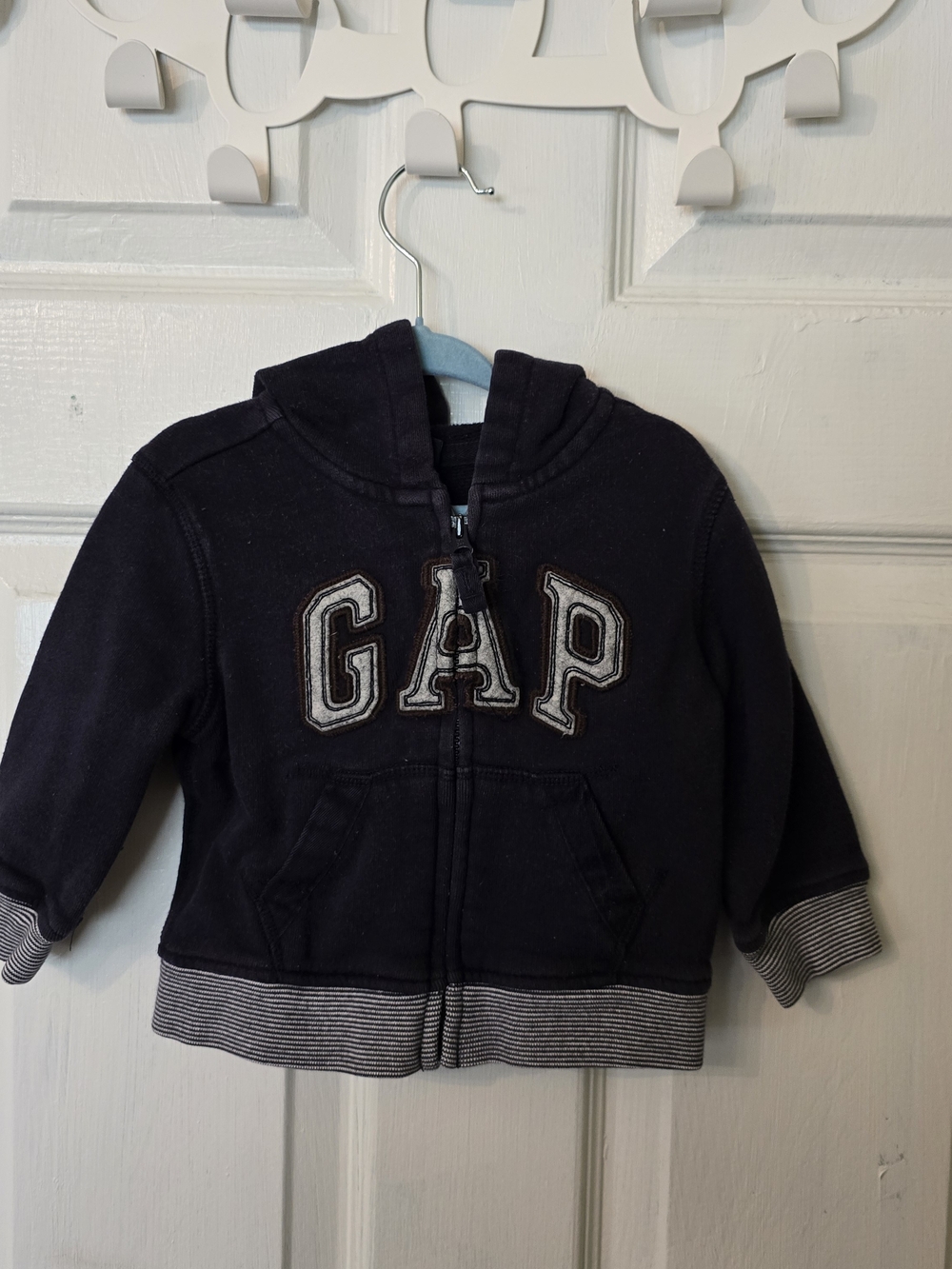 GAP Baby Navy Hooded Pullover with White and Brown 'G' Patch